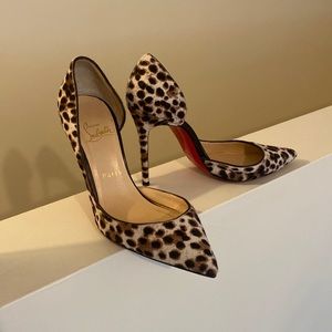 Authentic Christian Louboutin Leopard Print 100mm -Calf Hair Iriza